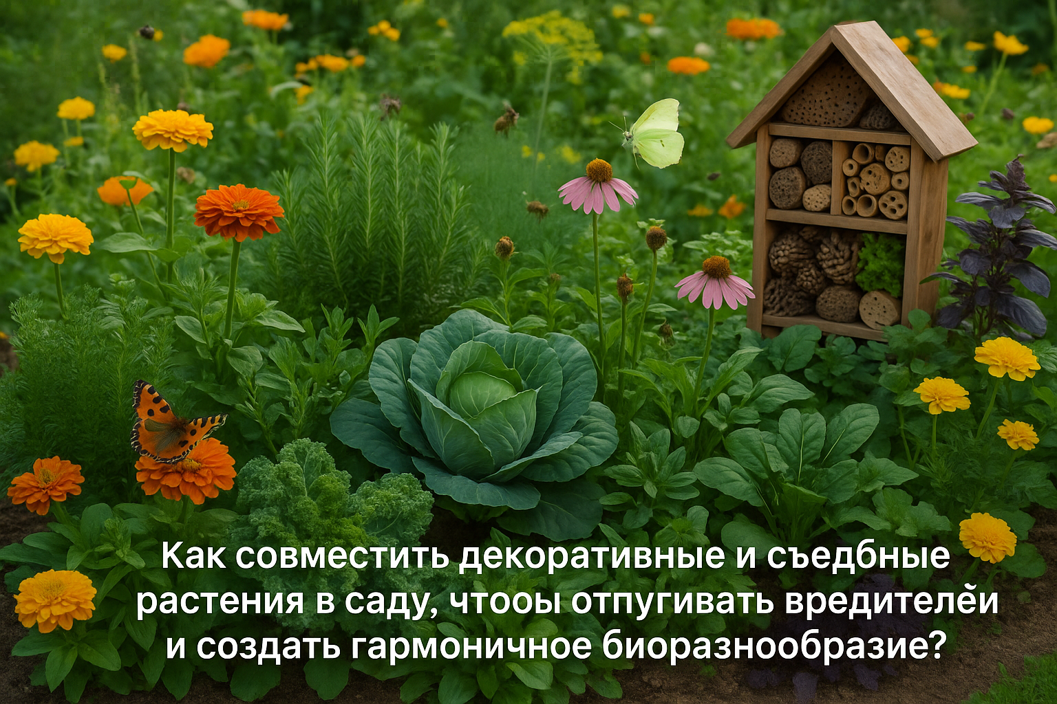 Как совместить декоративные и съедобные растения в саду, чтобы отпугивать вредителей и создать гармоничное биоразнообразие?